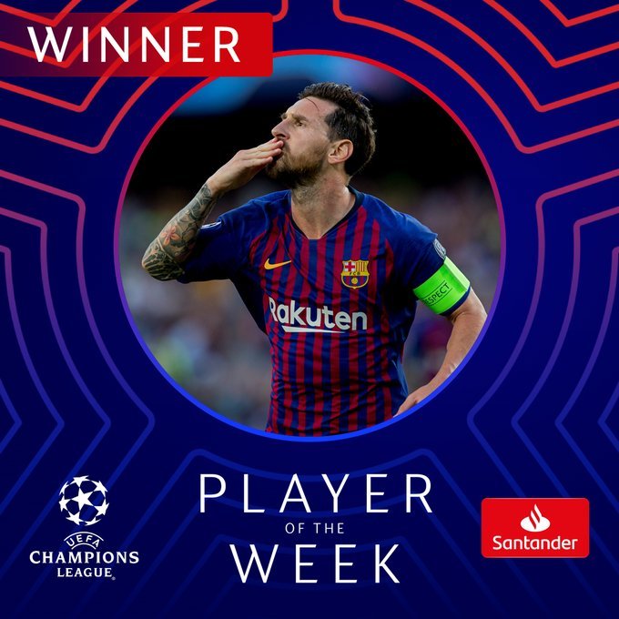 Lionel Messi a été élu meilleur joueur de la semaine en Ligue des champions.