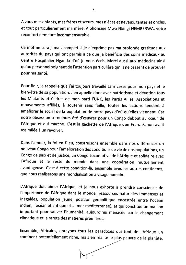Procès 100 jours: Vital Kamerhe avec son message de retrouvailles 2 Procès 100 jours: Vital Kamerhe avec son message de retrouvailles 2