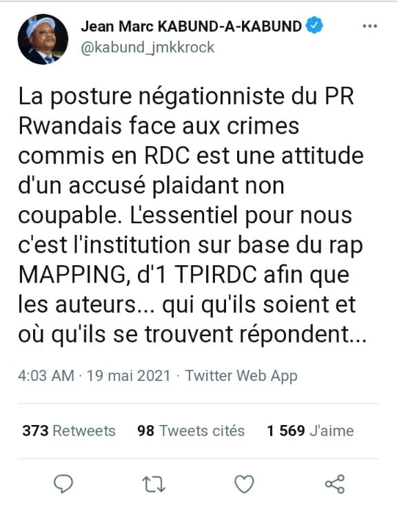 RDC : Propos du président Rwandais Paul Kagame, Jean-Marc Kabund réagit à son tour 1