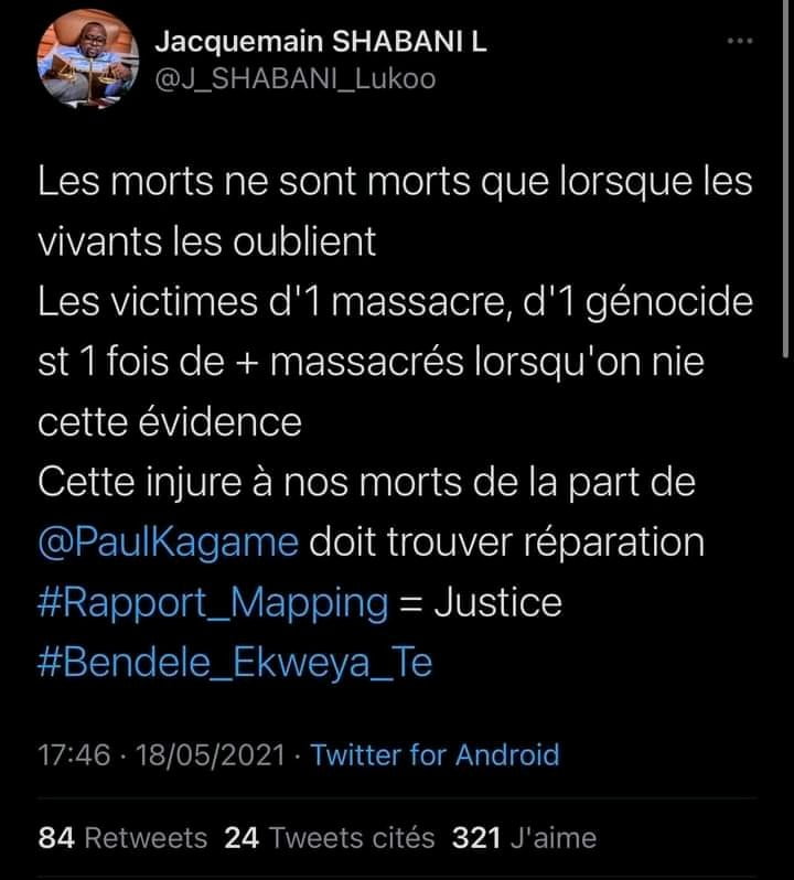 RDC : Jacquemain Shabani de l'UDPS réagit aux propos du président Rwandais Paul Kagame !! 1 RDC : Jacquemain Shabani de l'UDPS réagit aux propos du président Rwandais Paul Kagame !! 1