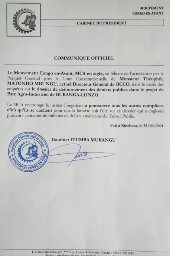 Urgent : Le DG de la BCCO Théophile Matondo aux arrêts ! 2 Urgent : Le DG de la BCCO Théophile Matondo aux arrêts ! 2