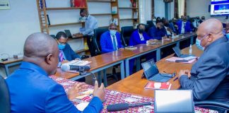 ESU: Muhindo Nzangi a procédé à la cérémonie officielle du lancement d’audit organisationnel et de contrôle de viabilité des établissements de l’ESU, ce Jeudi 05 Août à l’UPC