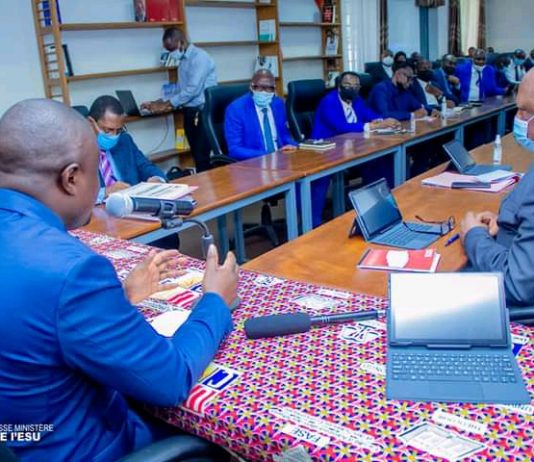 ESU: Muhindo Nzangi a procédé à la cérémonie officielle du lancement d’audit organisationnel et de contrôle de viabilité des établissements de l’ESU, ce Jeudi 05 Août à l’UPC