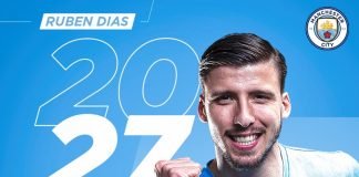 Mercato : Ruben Dias a prolongé son contrat avec Manchester City jusqu’en 2027