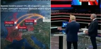 La télévision russe détaille en combien de secondes un missile nucléaire atteindrait Paris !
