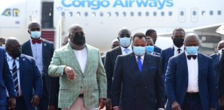 Flash/Félix-Antoine Tshilombo en visite de travail avec Denis Sassou-Nguesso