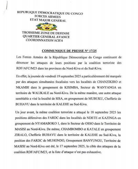 RDC : Les FARDC Prêtes à Contre-Attaquer l'AFC-M23 1 RDC : Les FARDC Prêtes à Contre-Attaquer l'AFC-M23 1