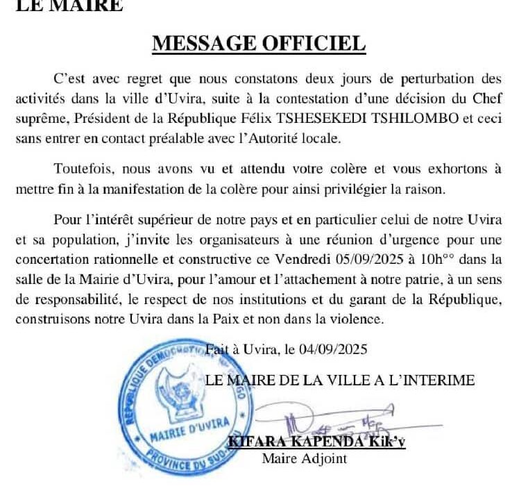 Forte tension à Uvira : barricades à Kilomoni et contestation contre le général Gasita 4 Forte tension à Uvira : barricades à Kilomoni et contestation contre le général Gasita 4