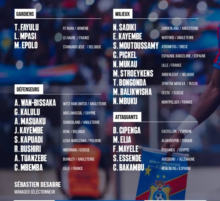 Barrages Mondial 2026 : la FECOFA dévoile la liste des 25 Léopards pour affronter le CamerounLa Fédération Congolaise de Football 1 Barrages Mondial 2026 : la FECOFA dévoile la liste des 25 Léopards pour affronter le CamerounLa Fédération Congolaise de Football 1